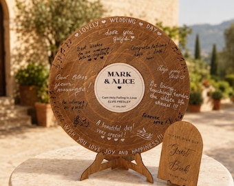 Personalized Vinyl Record Guest Book, Music Wedding Theme, Couple Keepsake