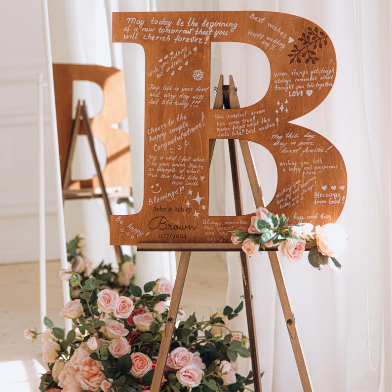 Personalized Wood Letter Guest Book, Rustic Wedding Decor image 10