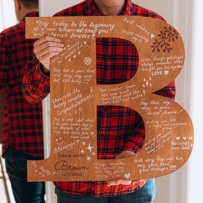 Personalized Wood Letter Guest Book, Rustic Wedding Decor image 8