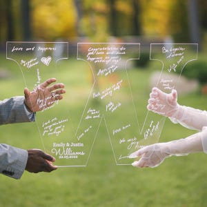 Custom Wedding Guest Book Gift | Unique Acrylic Guestbook Alternative for Couples | Clear Sign Keepsake with Names & Date