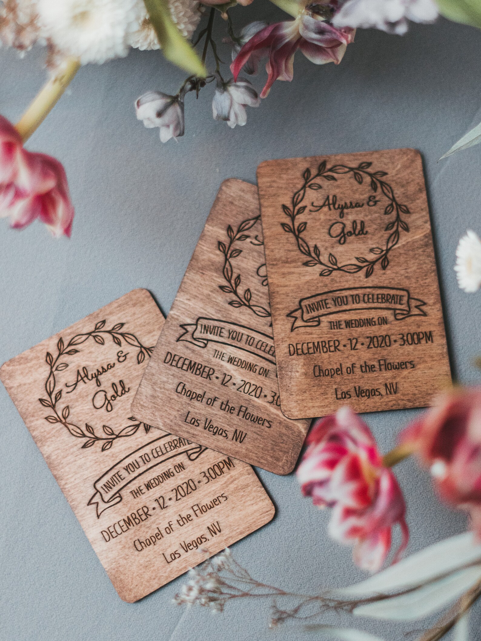 Wood Wedding Invitation Set Laser Cut Wedding Invitation Etsy