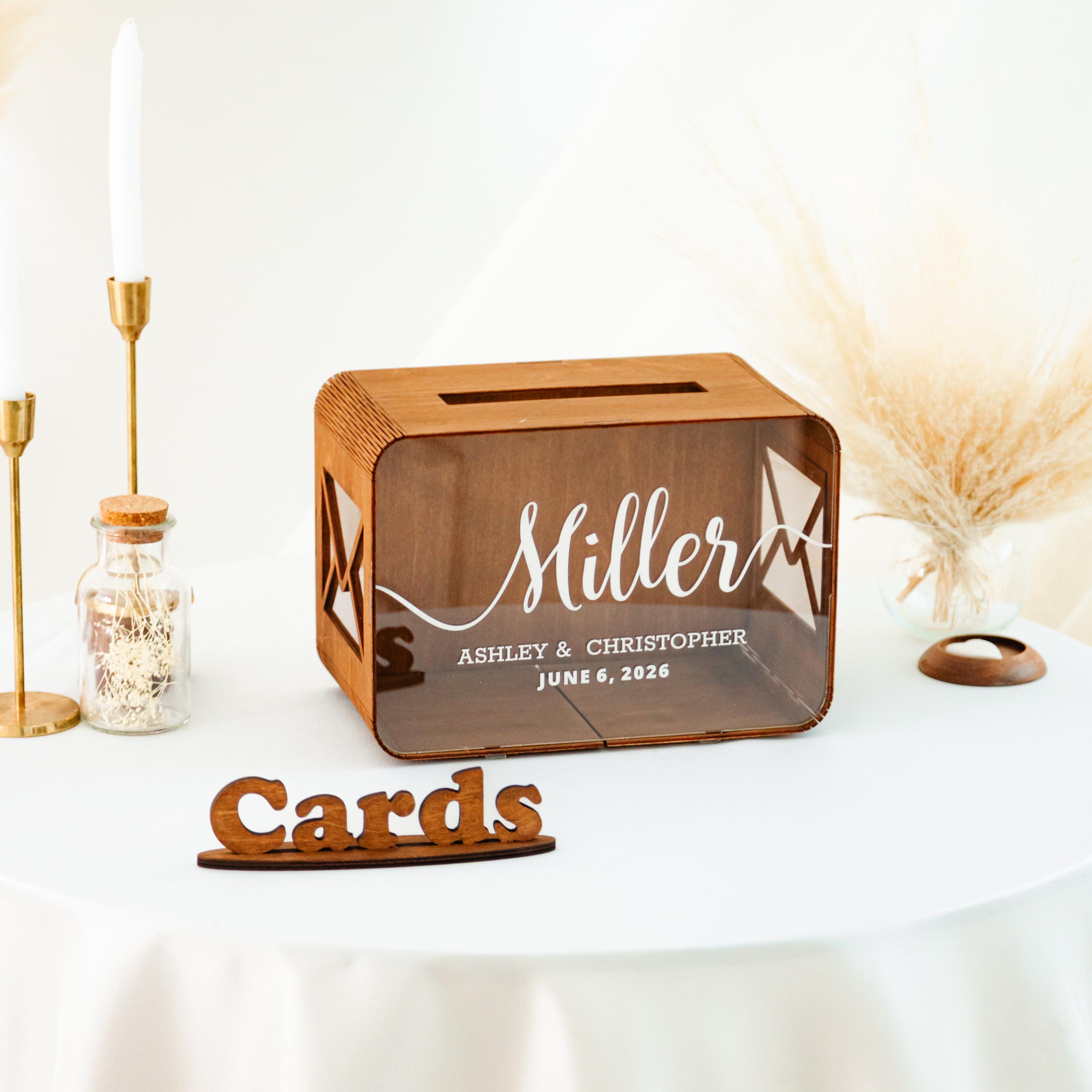 Personalized Wedding Card Box, Wooden Keepsake Box, Custom Engraved ...