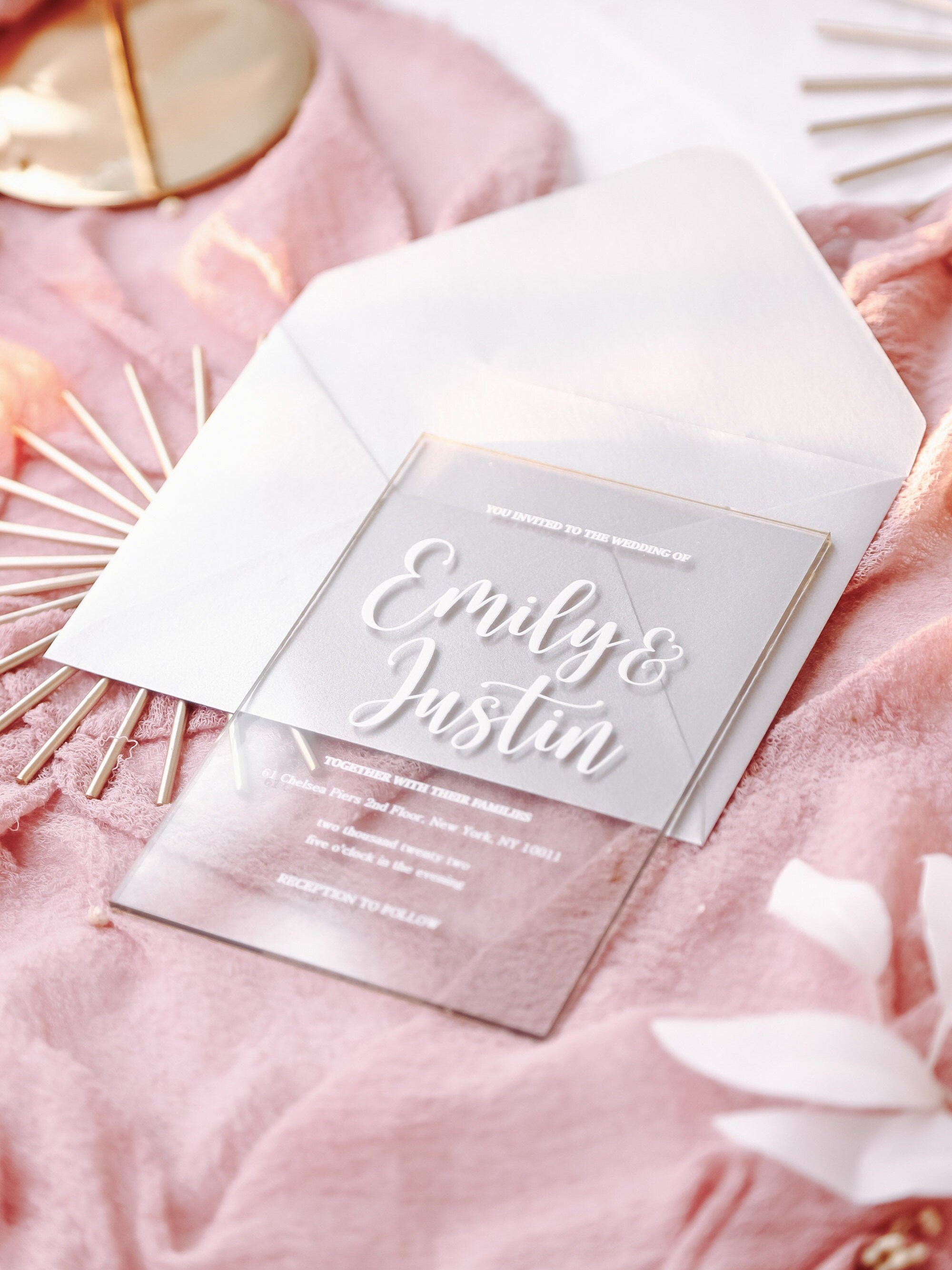 Acrylic Wedding Invitation Set, Wedding Gift, Rustic Wedding Invitation from WeddingByEli, Wedding Invitation
