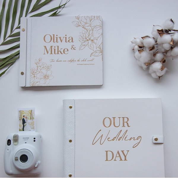 Anpassad Polaroid gästbokskylt för bröllop, personligt vitt fotoalbum, bohemisk dekor av WeddingByEli, förlovningsfestpresenter för par