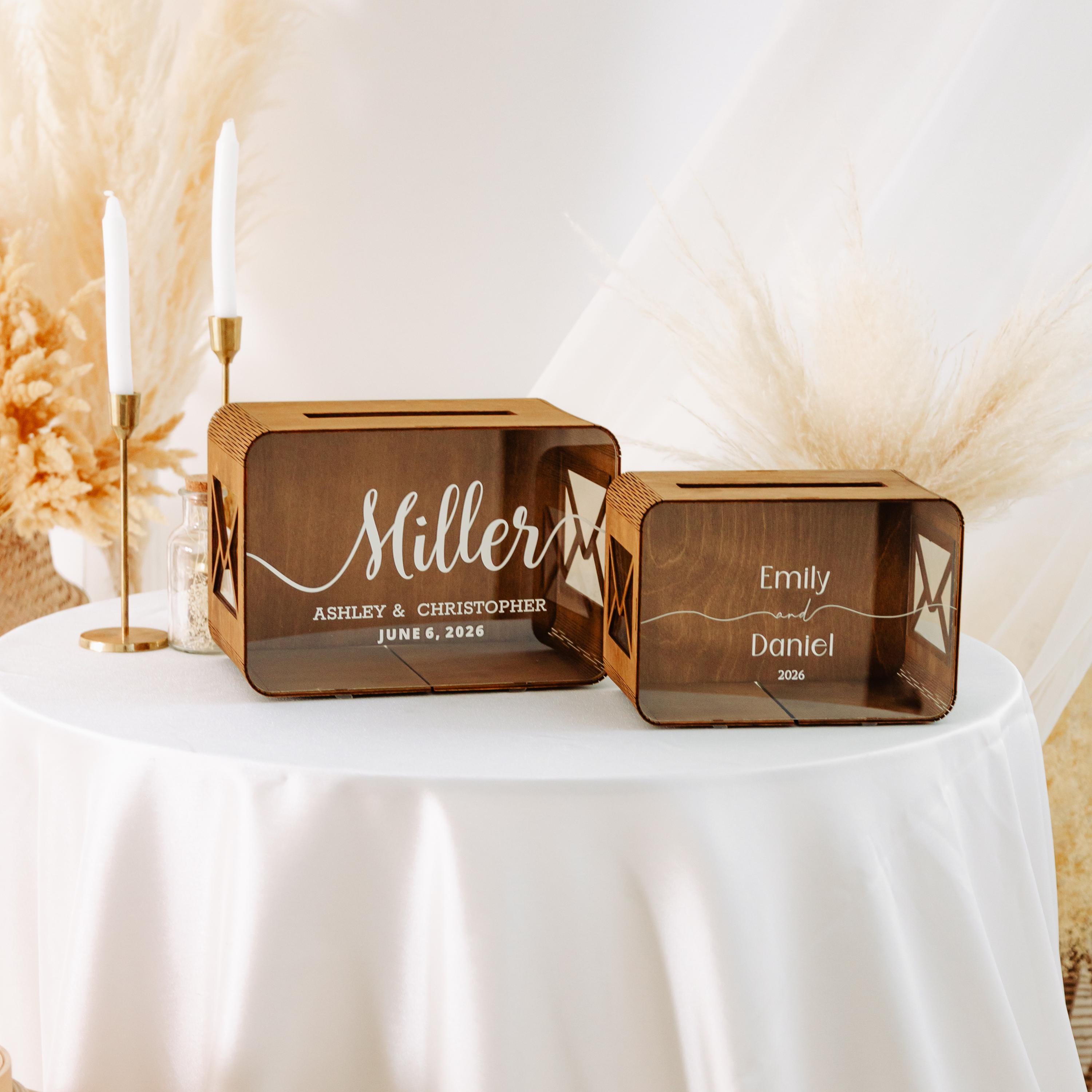 Personalized Wedding Card Box, Wooden Keepsake Box, Custom Engraved ...