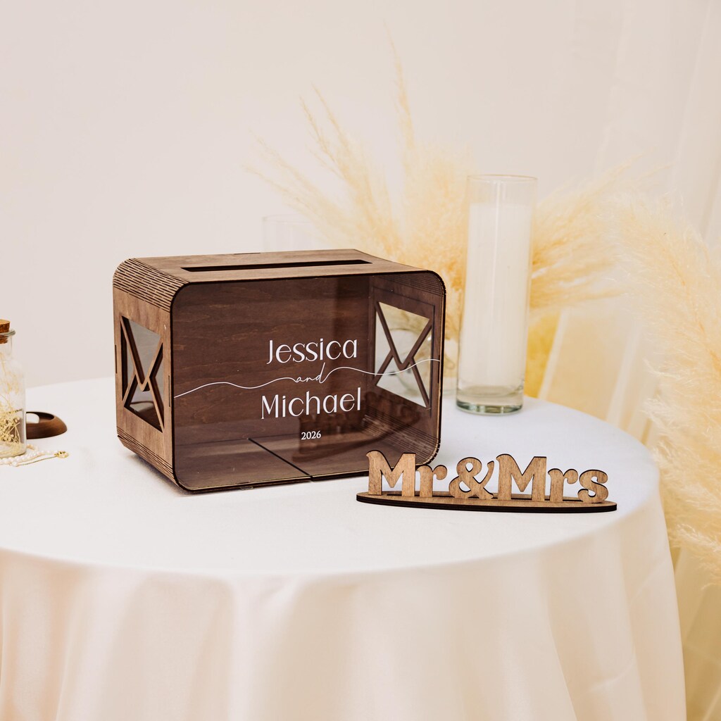 Scatola Dei Ricordi In Legno Di Pino Personalizzata – Design Floreale Bohémien – Per Matrimonio Con Nomi, Data E Luogo – 5 Dimensioni (16-36 Cm)