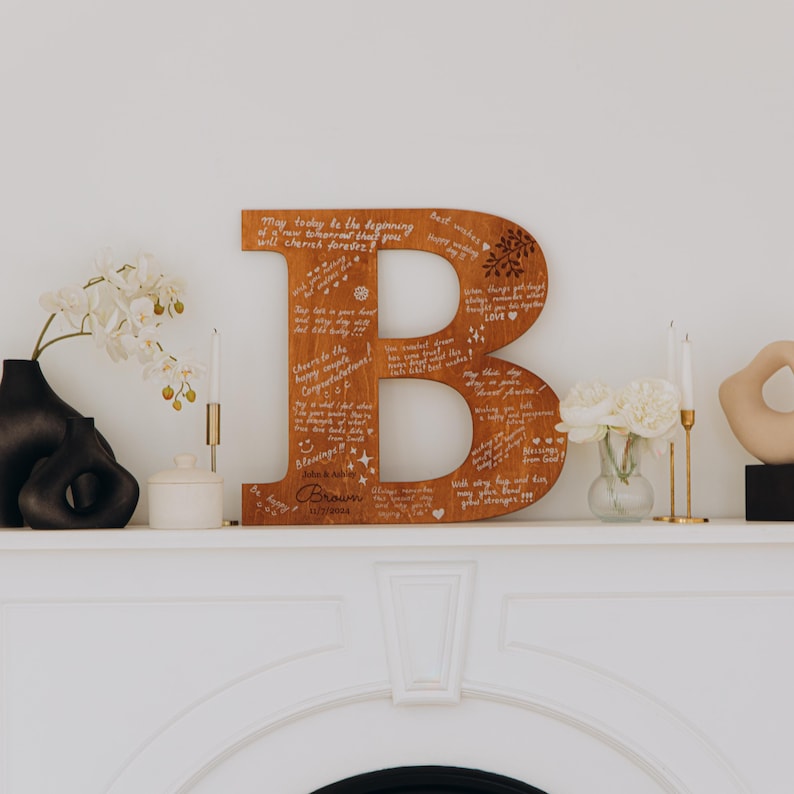 Personalized Wood Letter Guest Book, Rustic Wedding Decor image 14