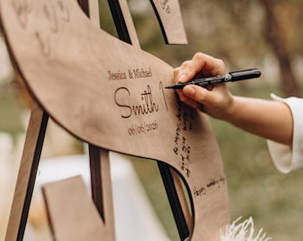 Rustic Wooden Letter Guest Book, Boho Wedding Decor