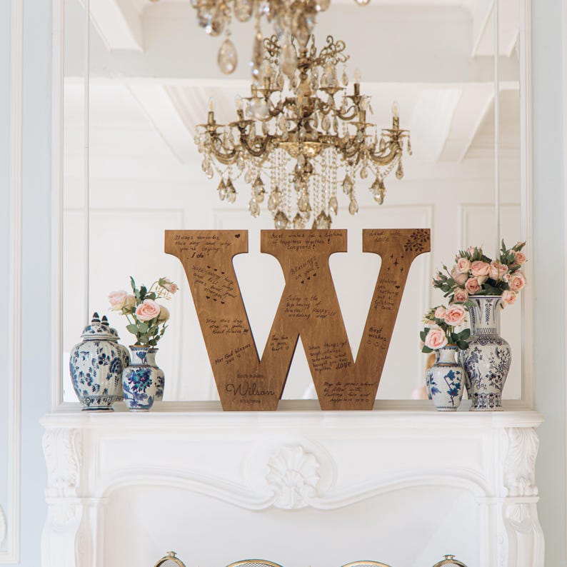 Personalized Wood Letter Guest Book, Rustic Wedding Decor image 12