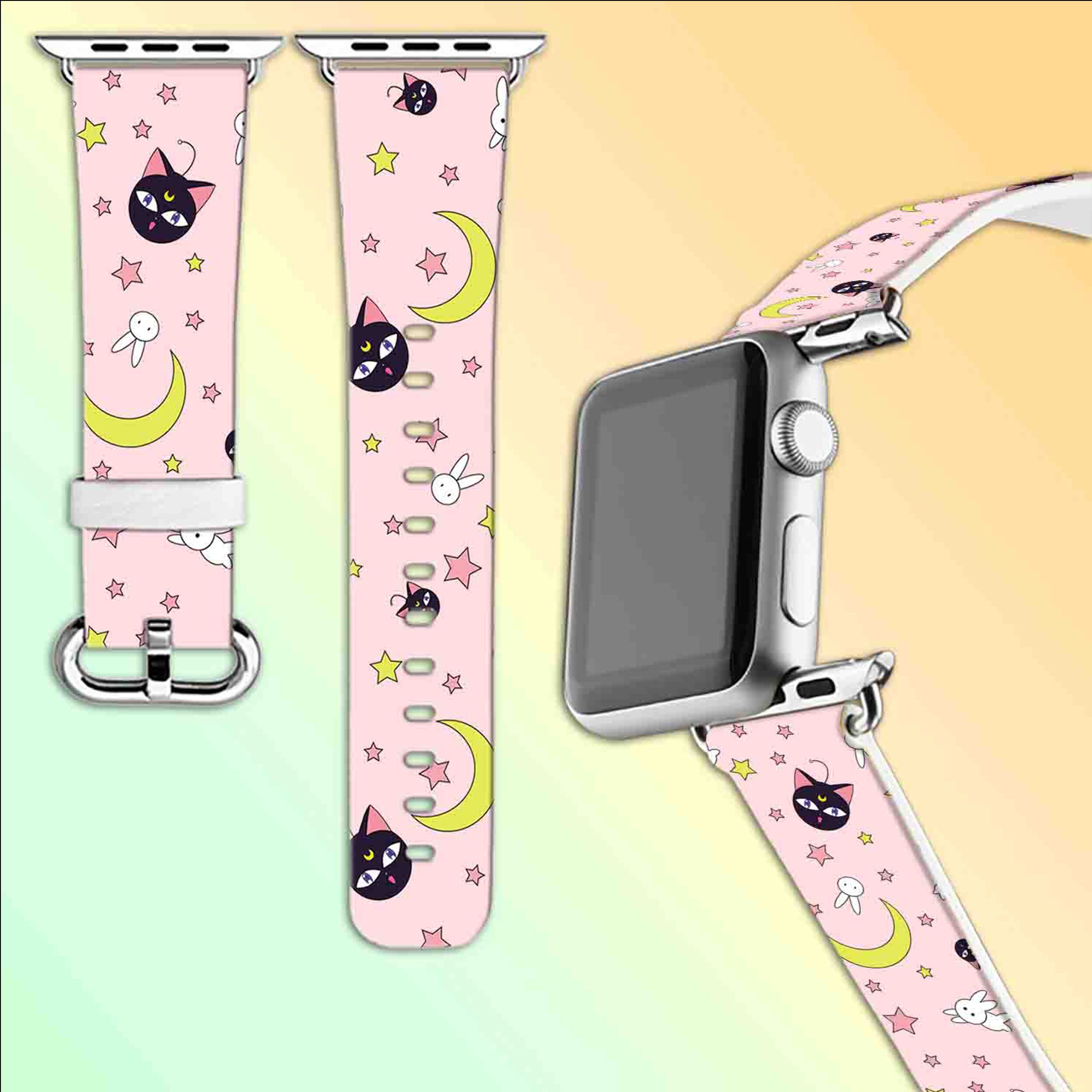 Eco Leder Apple Watch Series 6 Band Moon Apple Watchband Anime Etsy