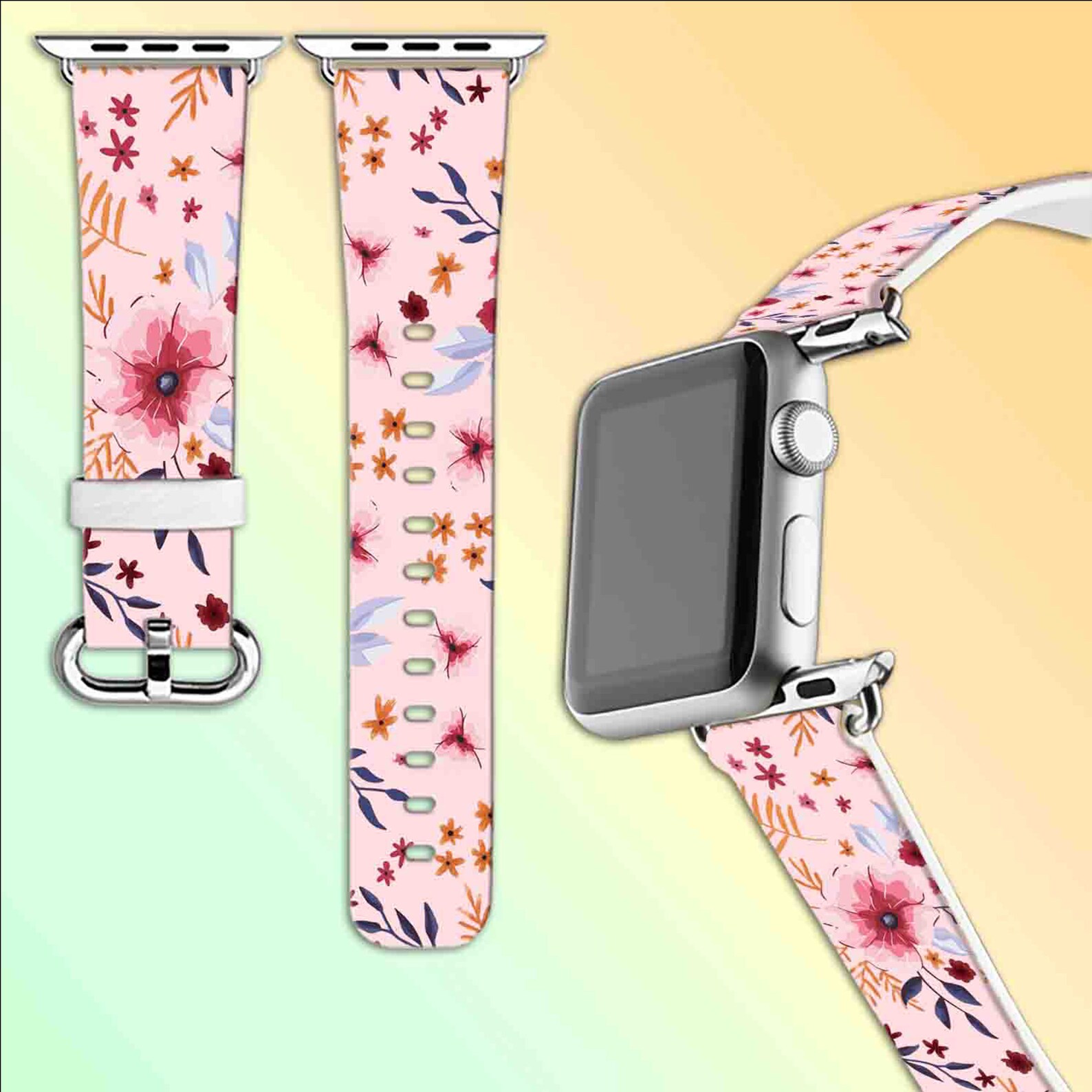 Floral Apple Watch Band Flowers Apple Watchband 6 Faux Etsy