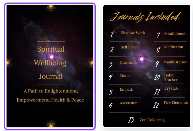 Spiritual Health Bundle 190 pgs: Shadow Work, Self Love, Empath, Ascension,Moon, Manifestation, Gratitude,Habits,Crystals,Chakra,Mindfulness
