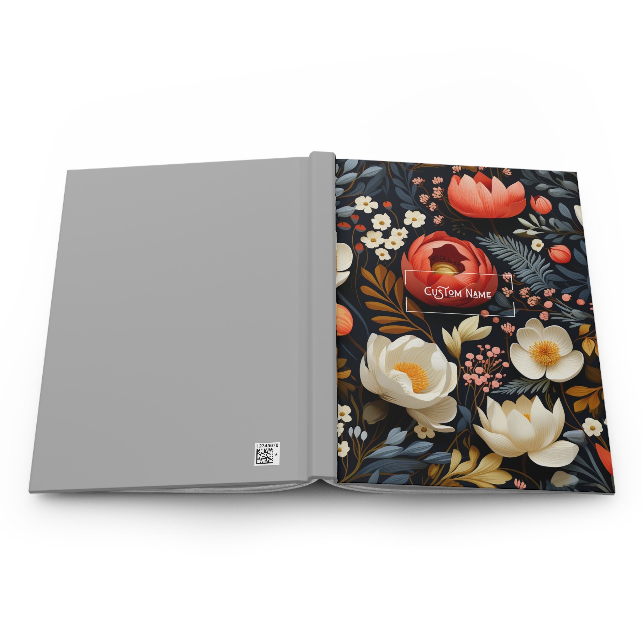Customizable Journal Floral Print Flower Pattern Journal Hardcover ...