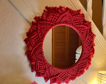 Miroir en macramé (miroir 30 cm)