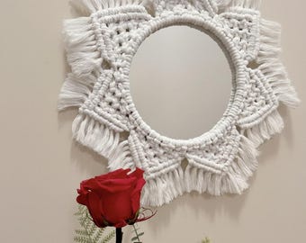 Miroir  macramé  ( miroir 20cm )