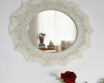 Miroir en macramé (miroir 30 cm)