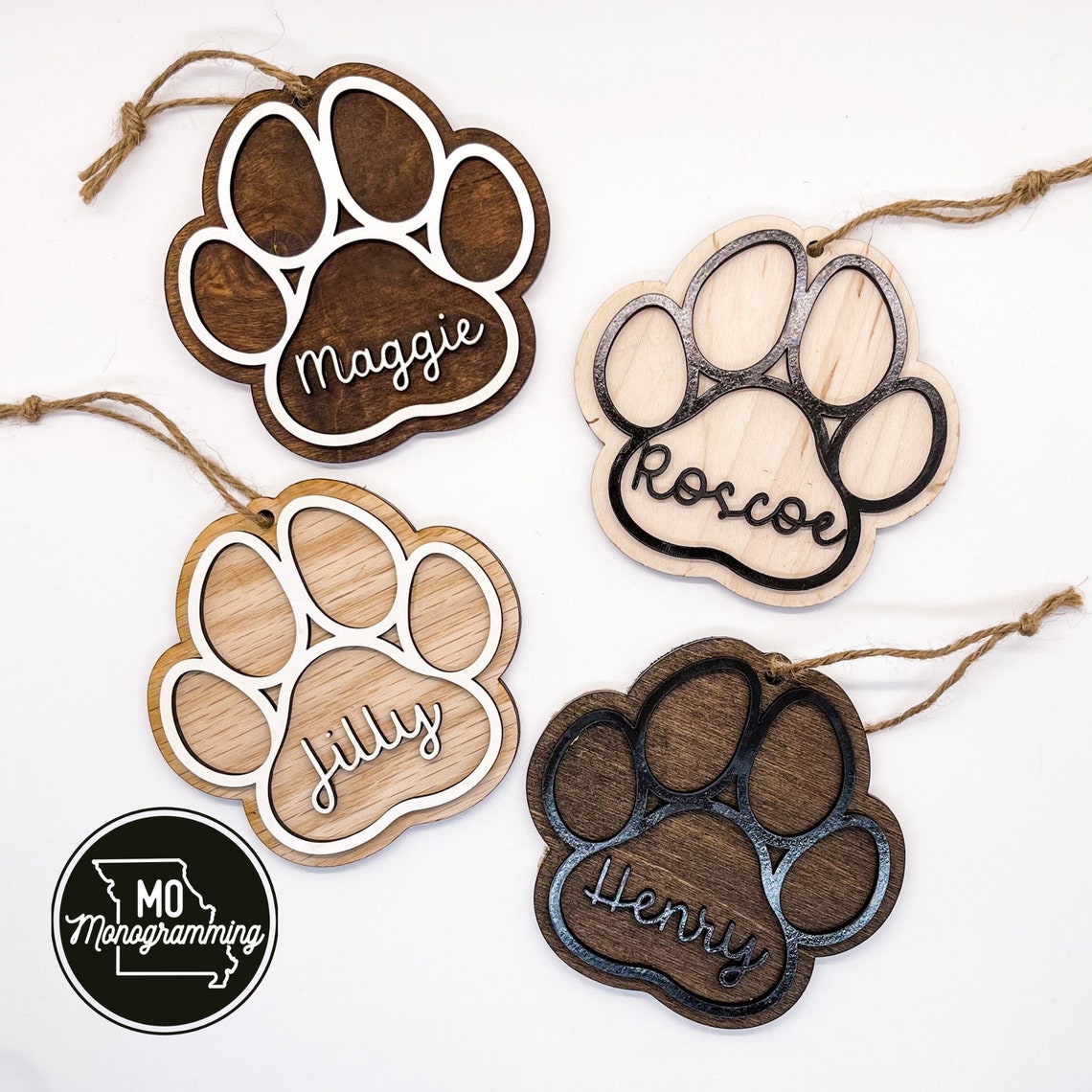 Personalized Pet Dog Paw Print Ornament Personalized Gift - Etsy