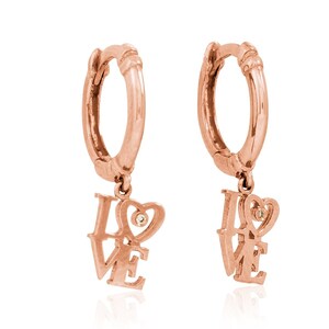 Regalo del día de San Valentín, pendientes colgantes con dije de aro de oro de 14 quilates