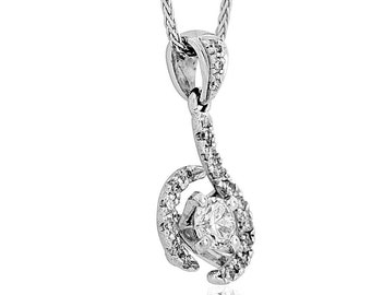 Bride Wedding Curly 14K White Gold Necklace with Diamonds