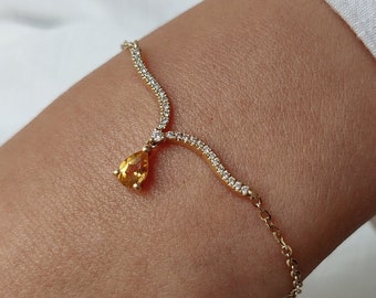 Wunderschönes & königliches 14K Gelbgold und Diamant Armband