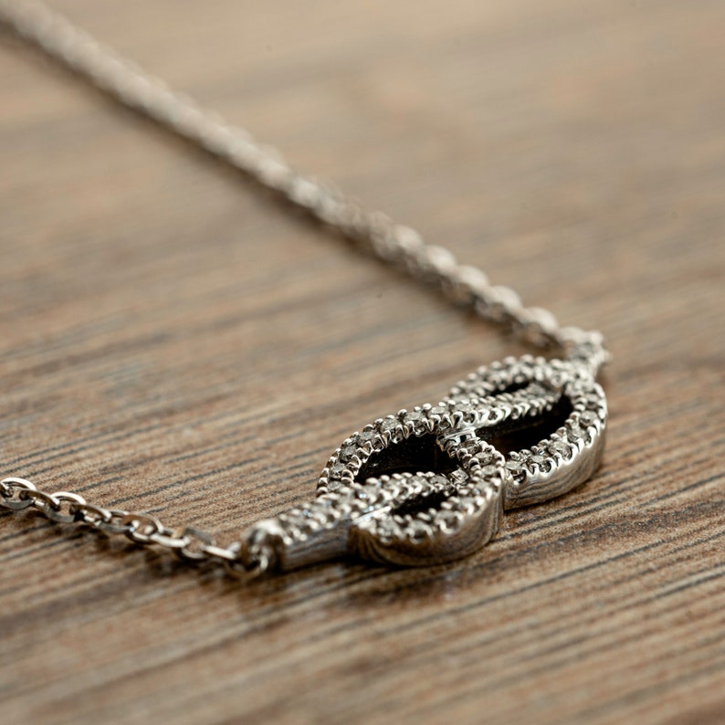 White Gold Sparkling Promise Diamond Infinity Shaped Necklace image 6