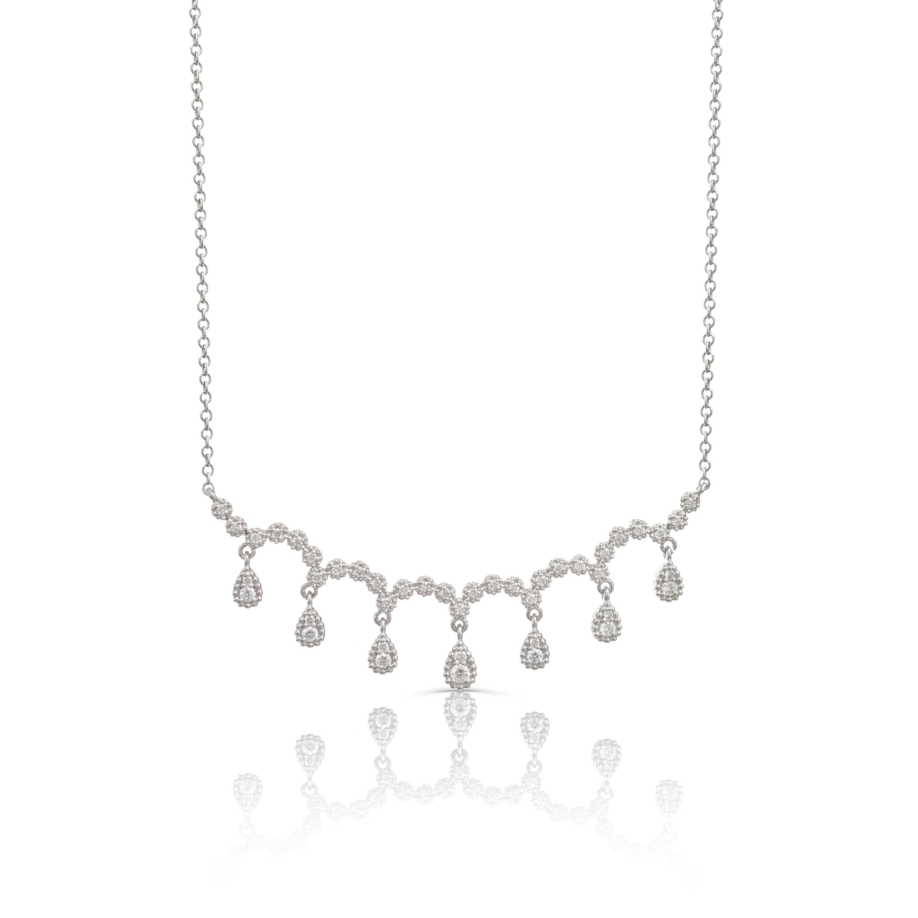 Diamond Necklace with Dangling Pendants Etsy