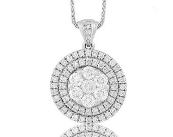 White Gold Stunning Royal Double Halo Victorian Gold Necklace