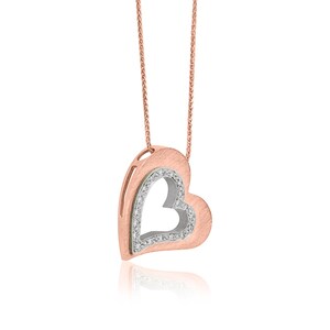 Lovely Hollow Gold Double Heart Necklace with Diamonds image 3