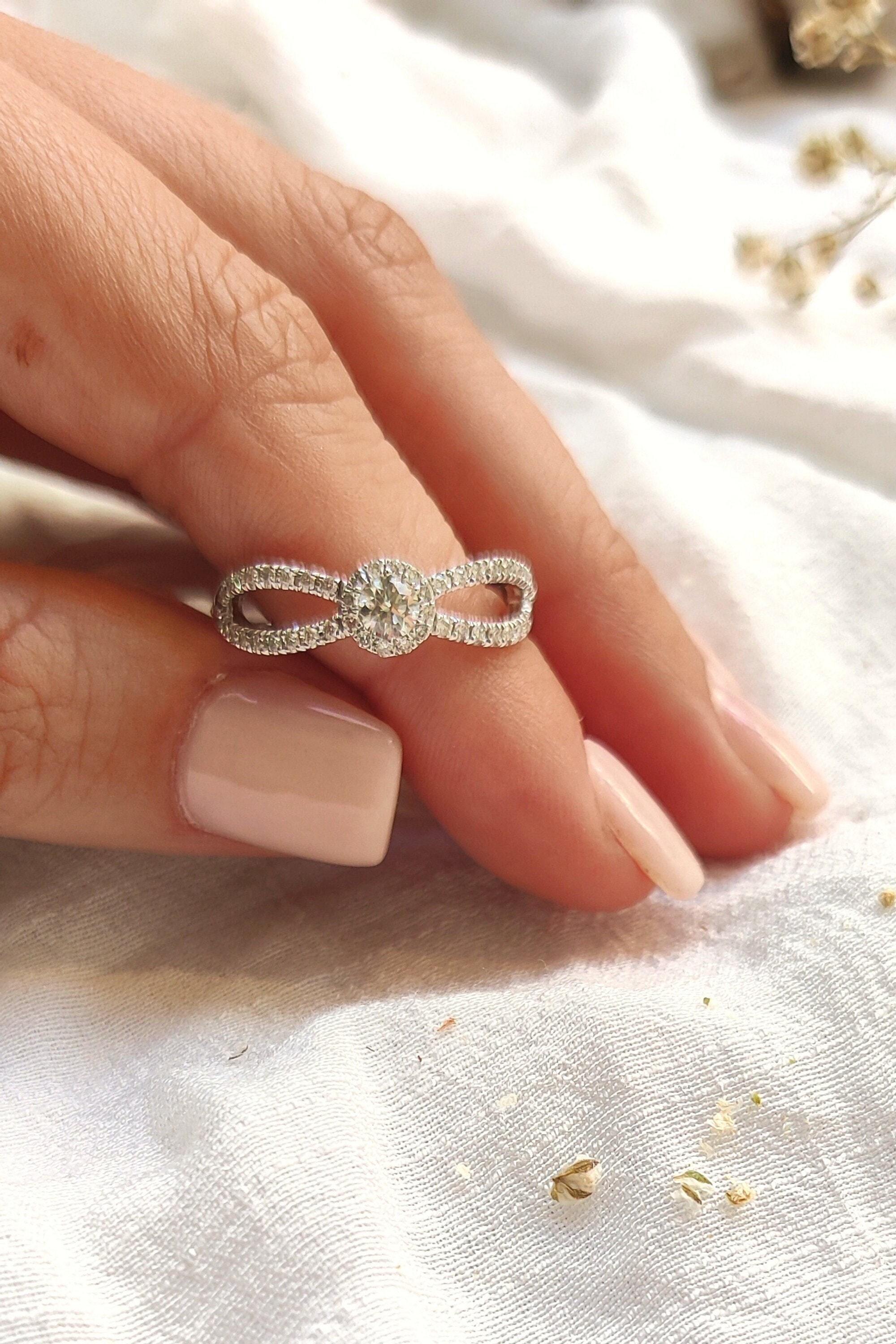 14K Gold Delicate Double Infinity Fashion Diamond Ring Etsy