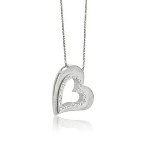 Lovely Hollow Gold Double Heart Necklace with Diamonds image 5