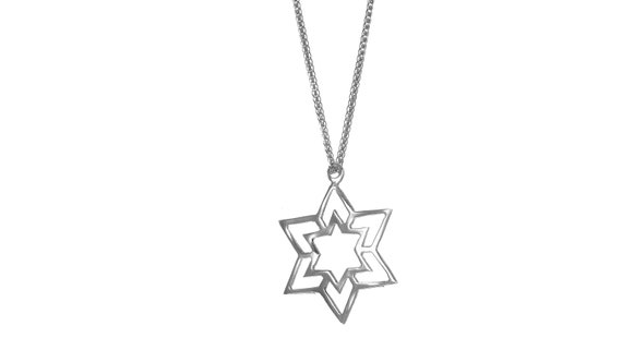 14K ホワイトゴールド ダブル スター オブ ダビデ ネックレス - Etsy 日本