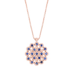 Stunning Flower-Shaped Sparkling Round Sapphire Necklace image 6