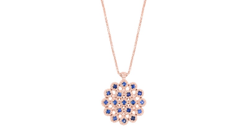 Stunning Flower-Shaped Sparkling Round Sapphire Necklace image 6