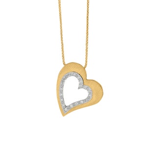 Lovely Hollow Gold Double Heart Necklace with Diamonds image 8