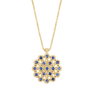 Stunning Flower-Shaped Sparkling Round Sapphire Necklace image 7