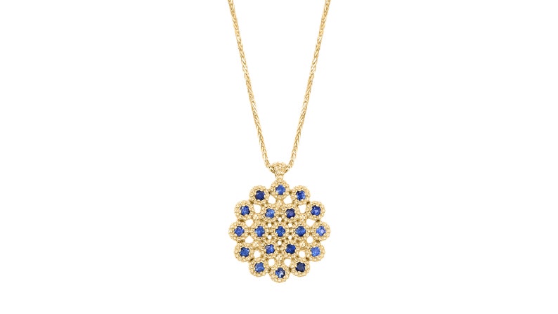 Stunning Flower-Shaped Sparkling Round Sapphire Necklace image 7