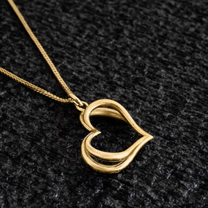 Butterfly Inspired Hollow Double Heart 14K Gold Necklace image 7