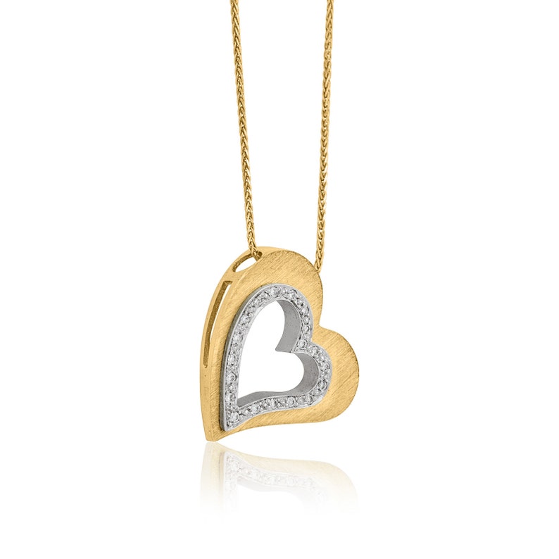 Lovely Hollow Gold Double Heart Necklace with Diamonds image 4