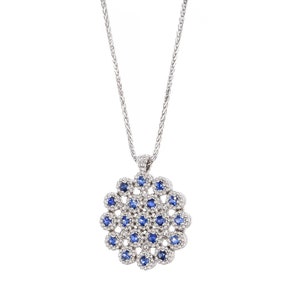 Stunning Flower-Shaped Sparkling Round Sapphire Necklace image 4