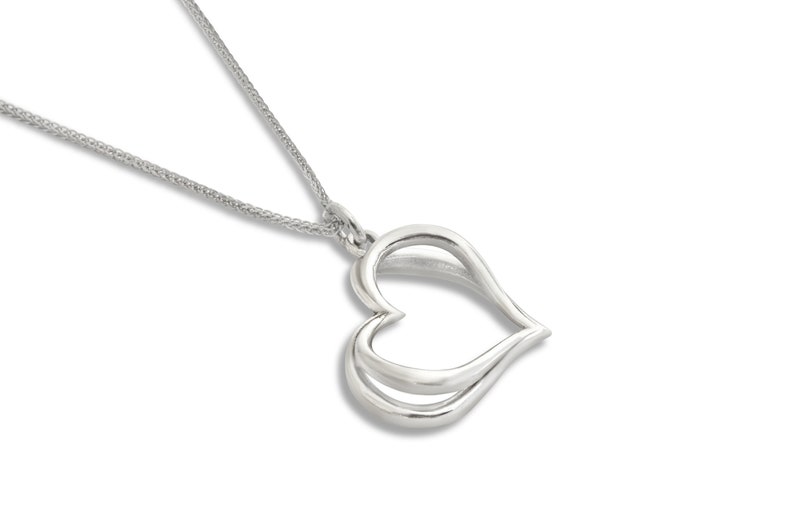 Butterfly Inspired Hollow Double Heart 14K Gold Necklace image 5