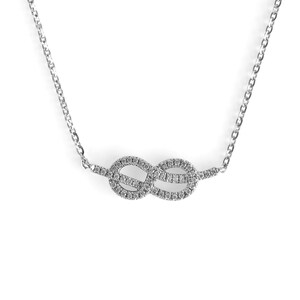 White Gold Sparkling Promise Diamond Infinity Shaped Necklace image 5