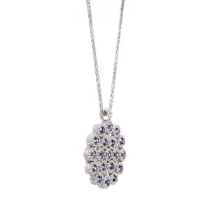 Stunning Flower-Shaped Sparkling Round Sapphire Necklace image 5