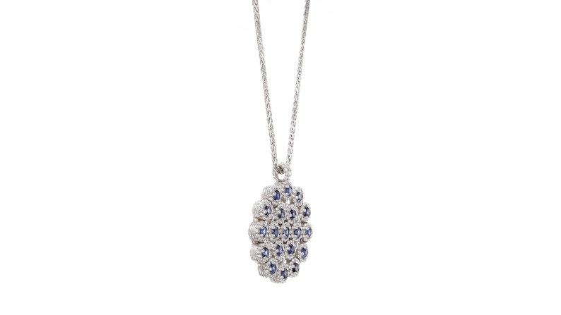 Stunning Flower-Shaped Sparkling Round Sapphire Necklace image 5