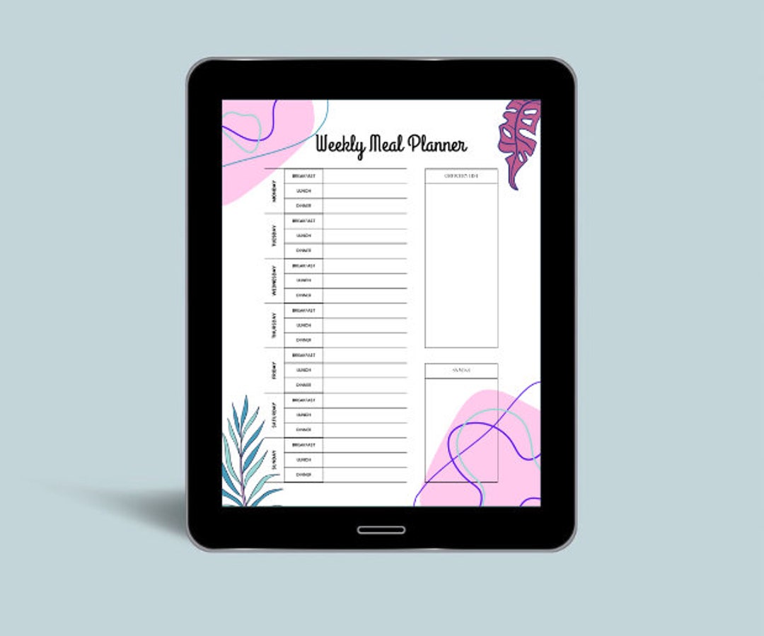 Cute PRINTABLE Weekly Meal Planner - Etsy