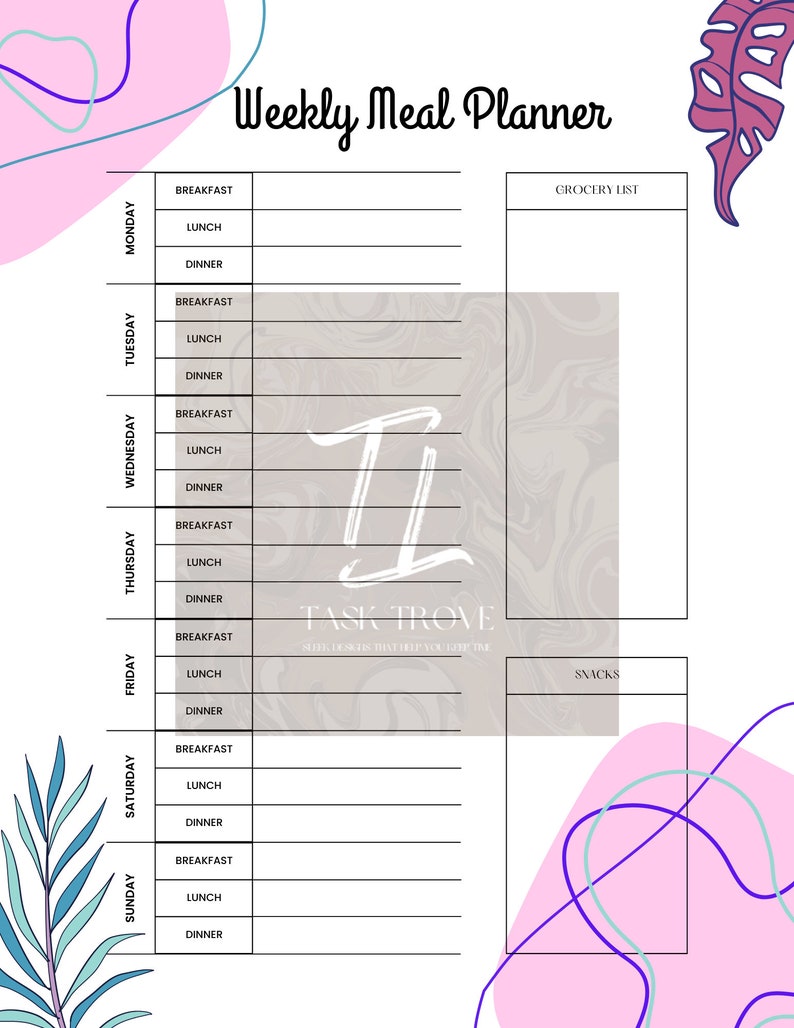Cute PRINTABLE Weekly Meal Planner - Etsy UK