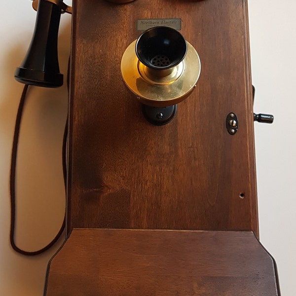 Northern Electric - Model N417AH Antique Wooden Wall Telephone with Working Modern Modifications