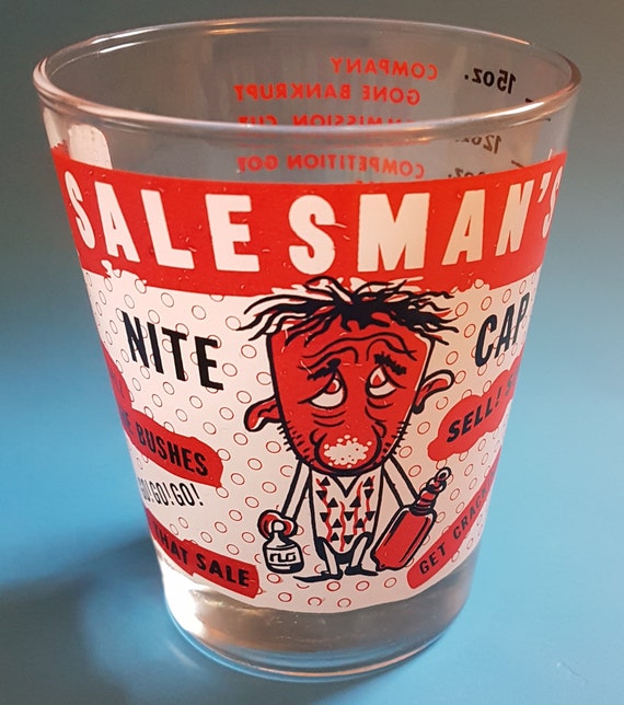 Vintage Salesman's Night Cap Mid Century Novelty Frosted Shot / Measuring  Cup Glass Funny Shot Glass 