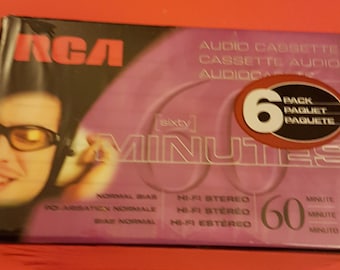 New Sealed 6 pack RCA Hi-Fi Stereo 60 blank cassette tape C60 - Normal Bias audiotape