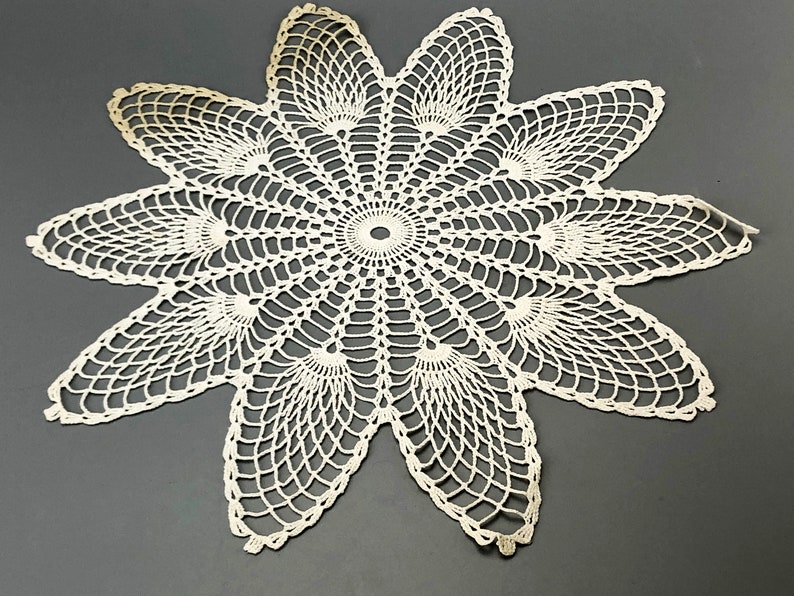 Table decor white flower handkerchief from USSR