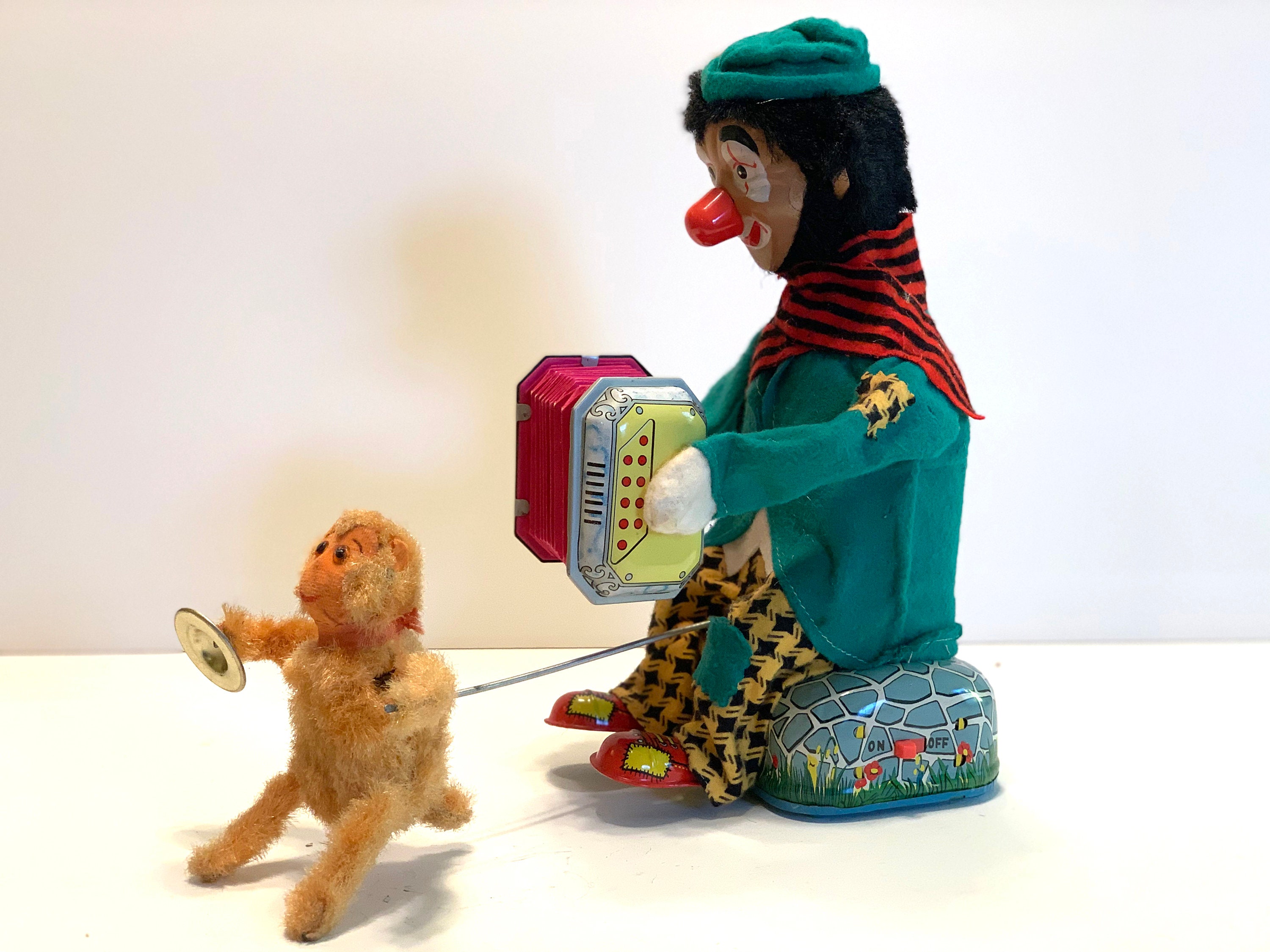 The Accordion Player Hobo With Musical Chip With Box 1950's